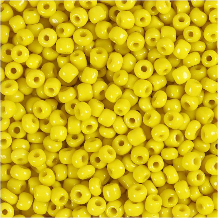 Rocailles, d 3 mm, afm 8/0, gatgrootte 0,6-1,0 mm, geel, 25 gr/ 1 doos