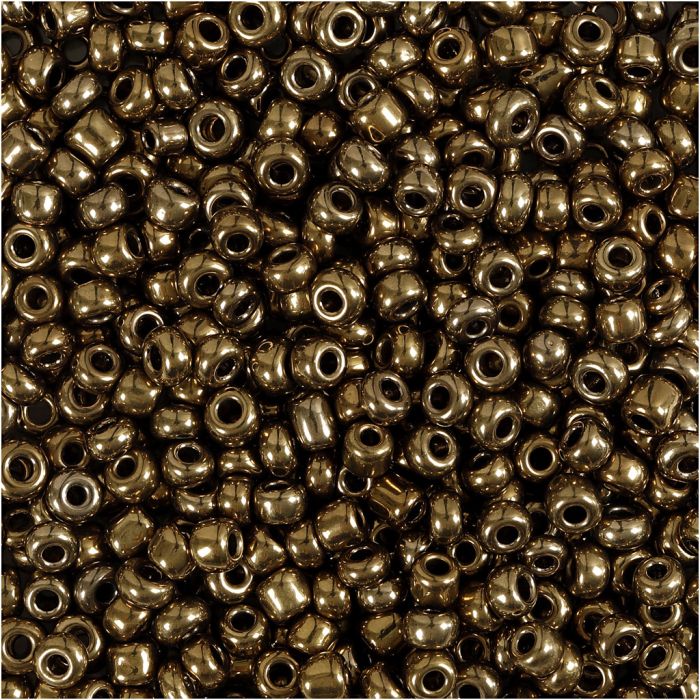 Rocailles, d 3 mm, afm 8/0, gatgrootte 0,6-1,0 mm, brons, 25 gr/ 1 doos