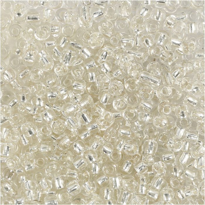 Rocailles, d 3 mm, afm 8/0, gatgrootte 0,6-1,0 mm, zilver, 25 gr/ 1 doos