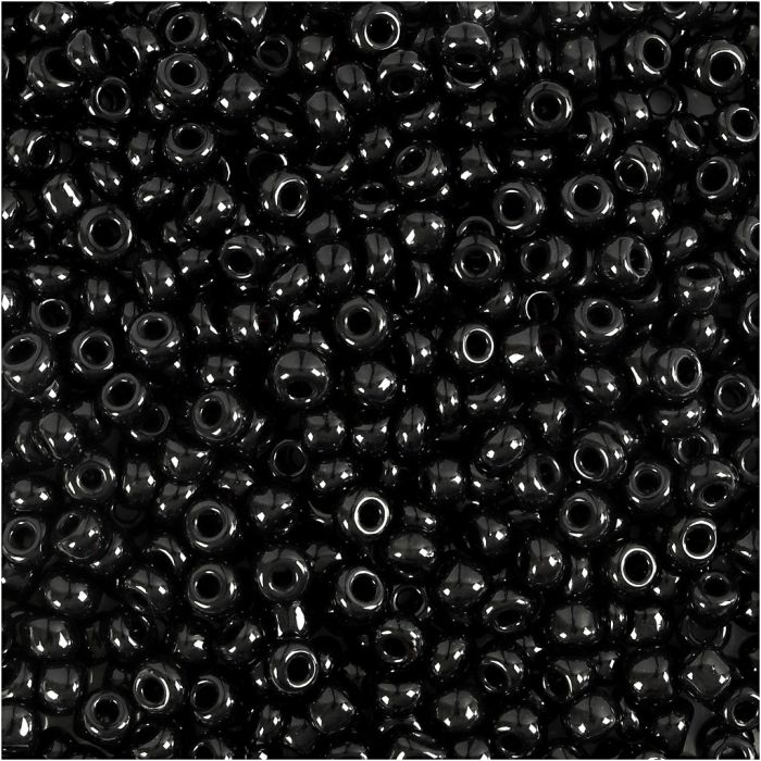 Rocailles, d 3 mm, afm 8/0, gatgrootte 0,6-1,0 mm, zwart, 500 gr/ 1 doos