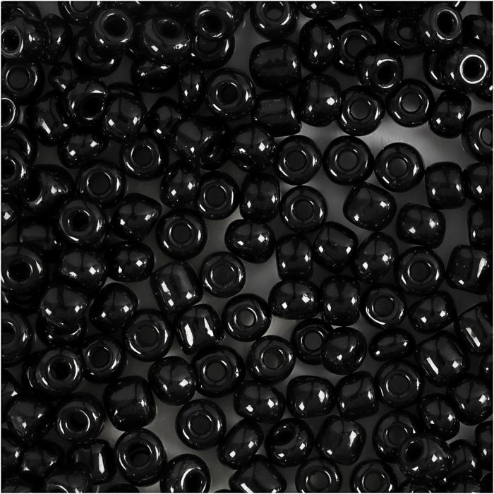 Rocailles, d 4 mm, afm 6/0, gatgrootte 0,9-1,2 mm, zwart, 25 gr/ 1 doos
