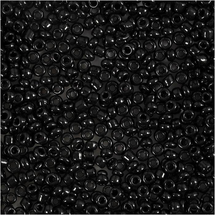 Rocailles, d 2 mm, afm 12/0, gatgrootte 0,8 mm, zwart, 25 gr/ 1 doos