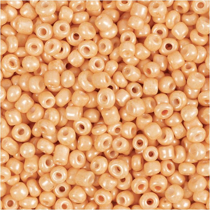 Rocailles, d 3 mm, afm 8/0, gatgrootte 0,6-1,0 mm, peach, 25 gr/ 1 doos