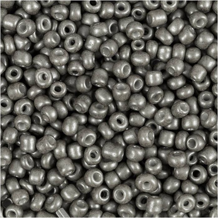 Rocailles, d 3 mm, afm 8/0, gatgrootte 0,6-1,0 mm, grijs, 25 gr/ 1 doos