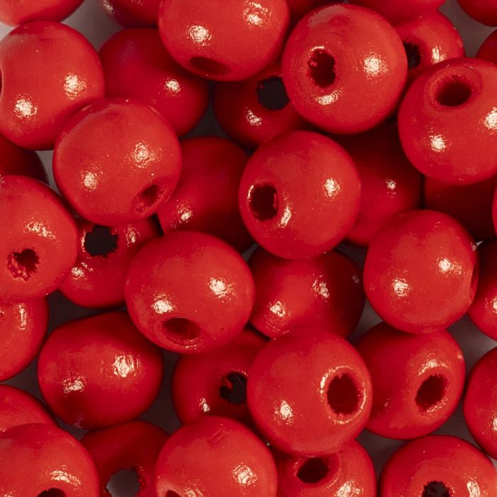 Houten kralen, d 10 mm, gatgrootte 3 mm, rood, 50 gr/ 1 doos
