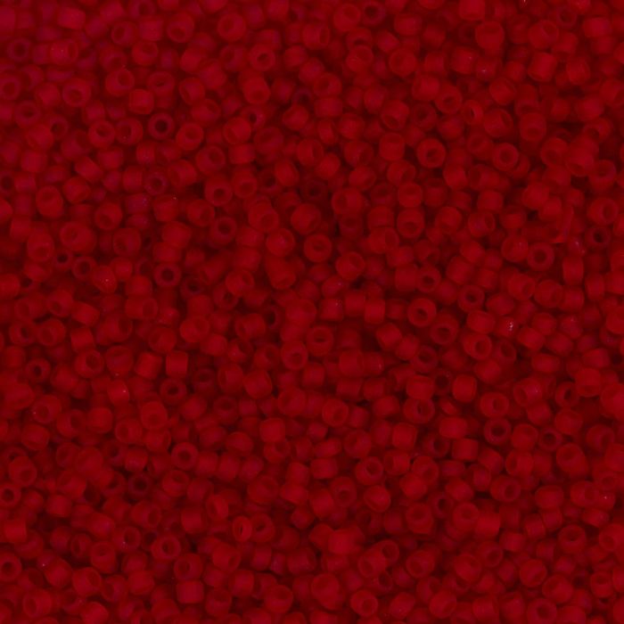 Rocailles, afm 15/0, d 1.7 mm, gatgrootte 0,5-0,8 mm, matt frozen, rood, 25 gr/ 1 doos
