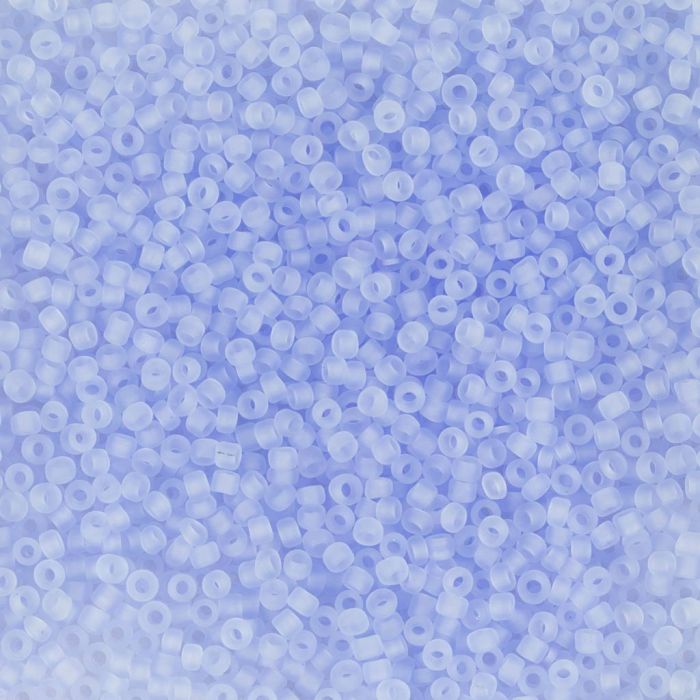 Rocailles, afm 15/0, d 1.7 mm, gatgrootte 0,5-0,8 mm, matt frozen, lichtblauw, 25 gr/ 1 doos