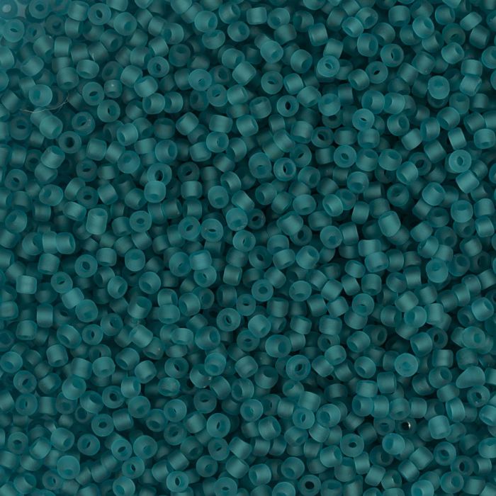 Rocailles, afm 15/0, d 1.7 mm, gatgrootte 0,5-0,8 mm, matt frozen, turquoise, 25 gr/ 1 doos