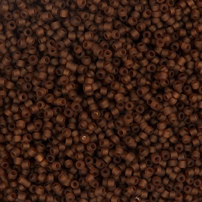 Rocailles, afm 15/0, d 1.7 mm, gatgrootte 0,5-0,8 mm, matt frozen, bruin, 25 gr/ 1 doos
