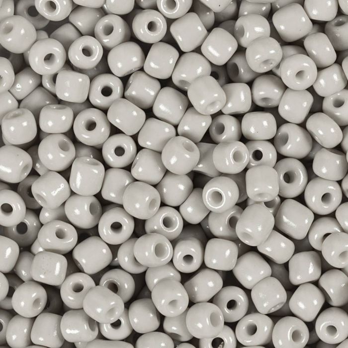 Rocailles, afm 6/0, d 4 mm, gatgrootte 0,9-1,2 mm, lichtgrijs, 25 gr/ 1 doos