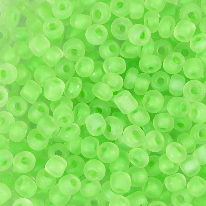 Rocailles, afm 6/0, d 4 mm, gatgrootte 0,9-1,2 mm, matt, groen, 25 gr/ 1 doos