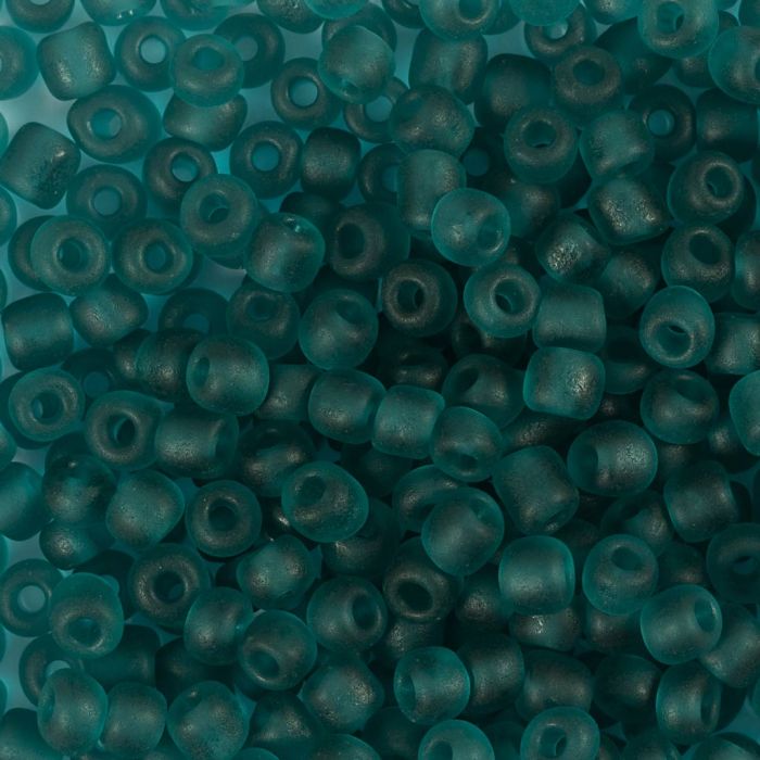 Rocailles, afm 6/0, d 4 mm, gatgrootte 0,9-1,2 mm, matt frozen, turquoise, 25 gr/ 1 doos