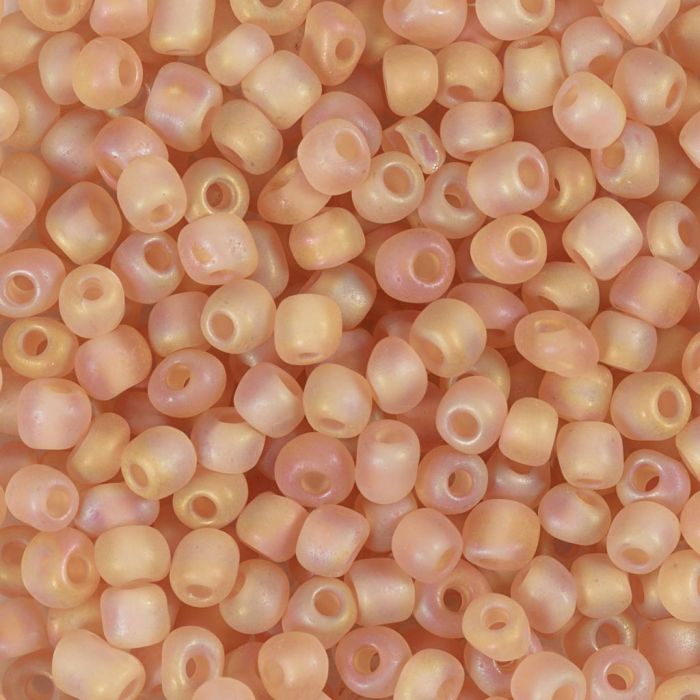 Rocailles, afm 6/0, d 4 mm, gatgrootte 0,9-1,2 mm, matt frozen, beige, 25 gr/ 1 doos