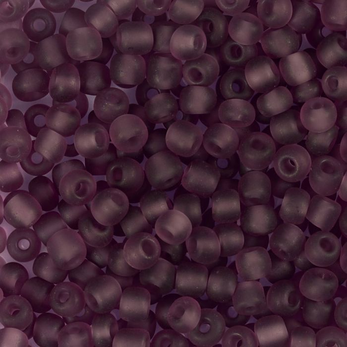 Rocailles, afm 6/0, d 4 mm, gatgrootte 0,9-1,2 mm, matt frozen, lichtpaars, 25 gr/ 1 doos