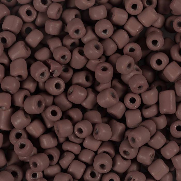 Rocailles, afm 6/0, d 4 mm, gatgrootte 0,9-1,2 mm, matt frozen, mocca, 25 gr/ 1 doos