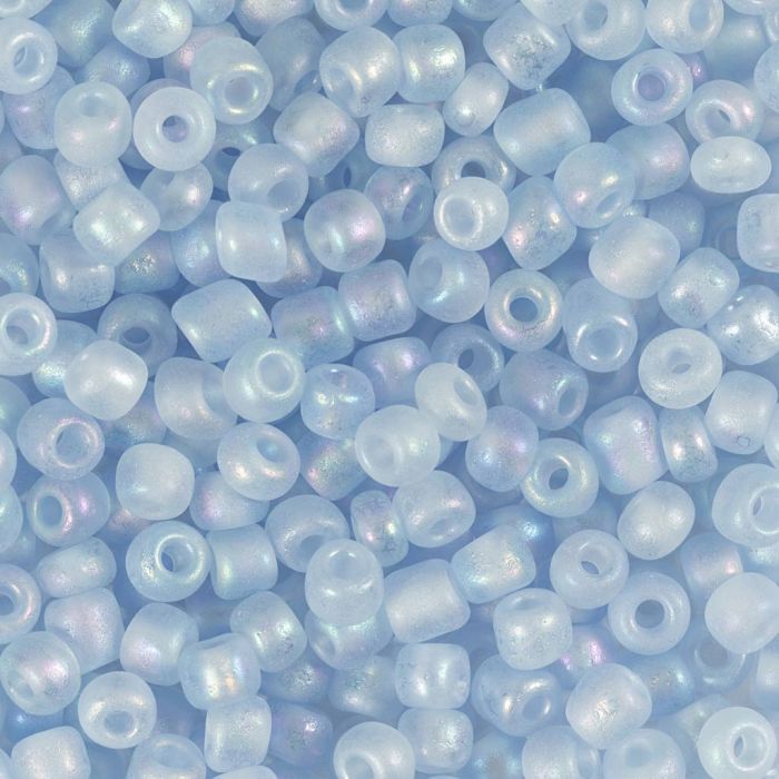 Rocailles, afm 6/0, d 4 mm, gatgrootte 0,9-1,2 mm, light blue center, 25 gr/ 1 doos