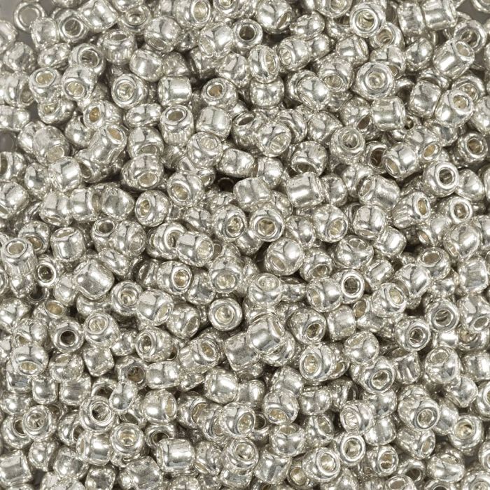 Rocailles, afm 8/0, d 3 mm, gatgrootte 0,6-1,0 mm, zilver, 25 gr/ 1 doos