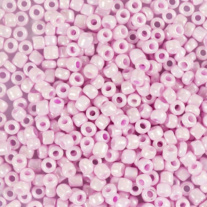 Rocailles, afm 8/0, d 3 mm, gatgrootte 0,6-1,0 mm, lichtroze, 25 gr/ 1 doos