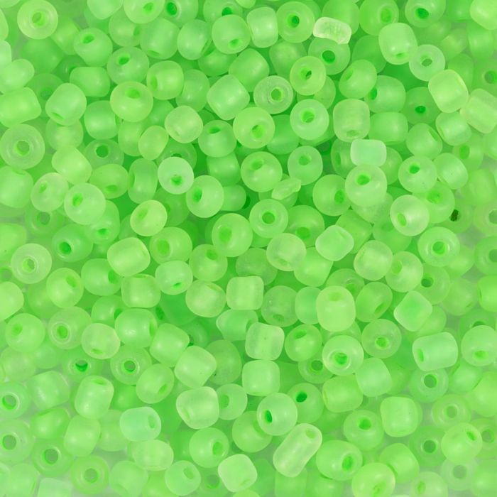 Rocailles, afm 8/0, d 3 mm, gatgrootte 0,6-1,0 mm, matt, groen, 25 gr/ 1 doos