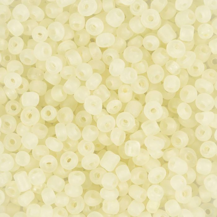 Rocailles, afm 8/0, d 3 mm, gatgrootte 0,6-1,0 mm, matt frozen, wit, 25 gr/ 1 doos