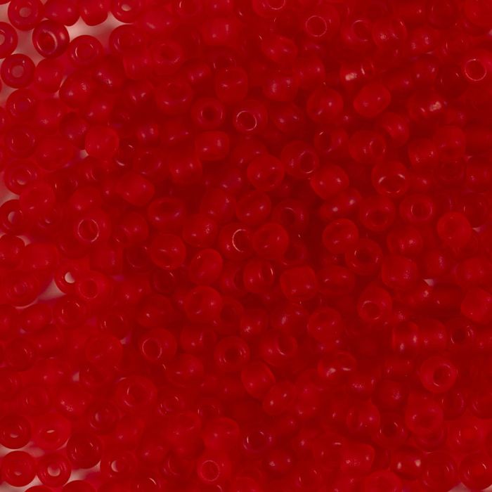 Rocailles, afm 8/0, d 3 mm, gatgrootte 0,6-1,0 mm, matt frozen, rood, 25 gr/ 1 doos