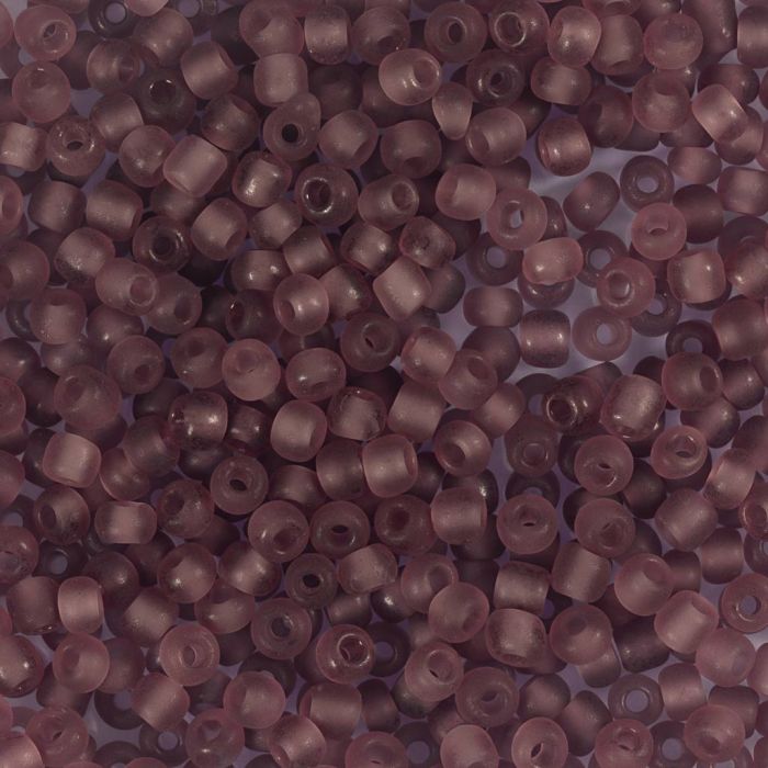 Rocailles, afm 8/0, d 3 mm, gatgrootte 0,6-1,0 mm, matt frozen, lichtpaars, 25 gr/ 1 doos