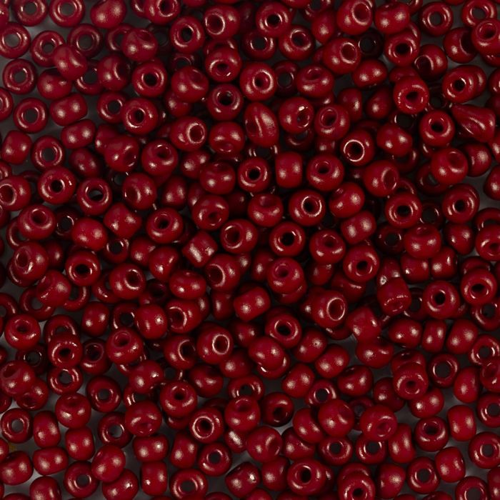 Rocailles, afm 8/0, d 3 mm, gatgrootte 0,6-1,0 mm, matt frozen, rood bruin, 25 gr/ 1 doos