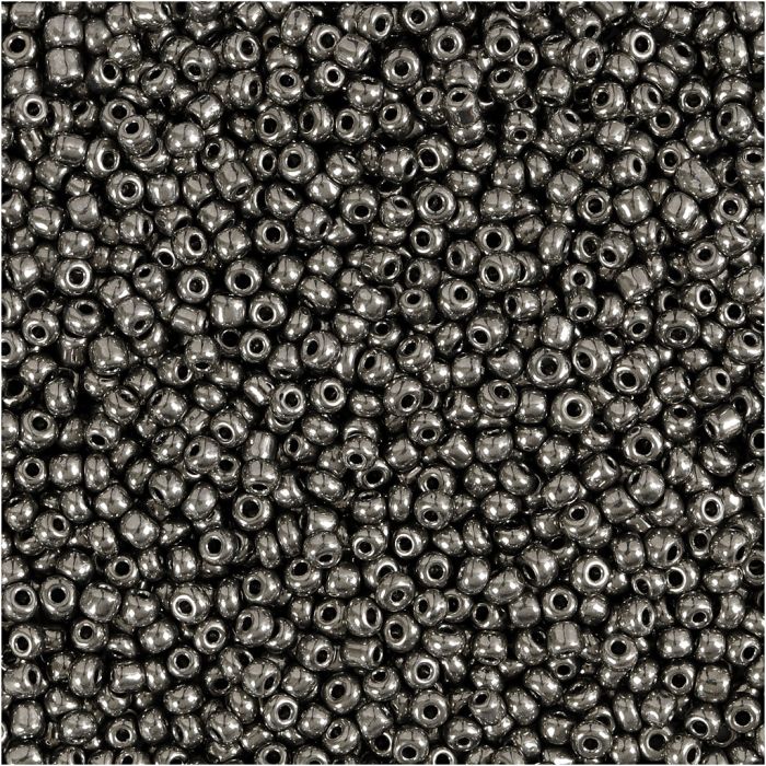 Rocailles, d 1,7 mm, afm 15/0, gatgrootte 0,5-0,8 mm, grey metal, 25 gr/ 1 doos