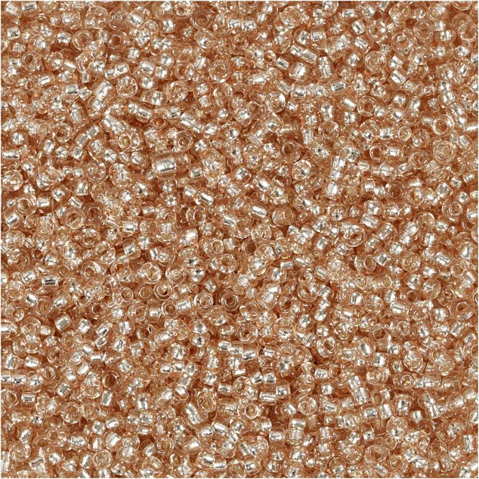 Rocailles, d 1,7 mm, afm 15/0, gatgrootte 0,5-0,8 mm, peach, 25 gr/ 1 doos