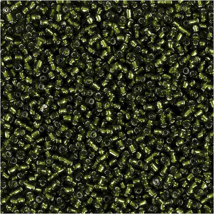 Rocailles, d 1,7 mm, afm 15/0, gatgrootte 0,5-0,8 mm, gras groen, 25 gr/ 1 doos