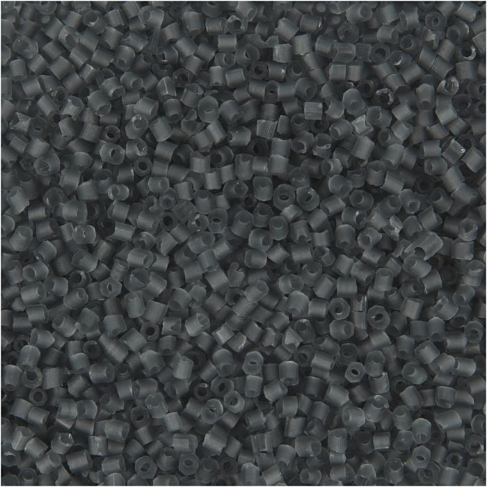 Rocailles 2-cut, d 1,7 mm, afm 15/0, gatgrootte 0,5 mm, transparant grijs, 25 gr/ 1 doos