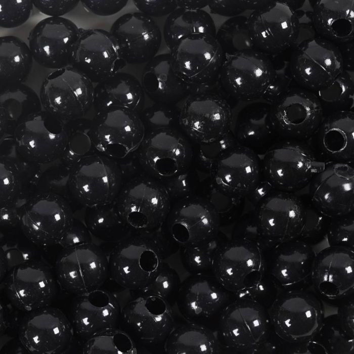 Plastic Kralen, d 6 mm, gatgrootte 1,5 mm, zwart, 300 gr/ 1 doos
