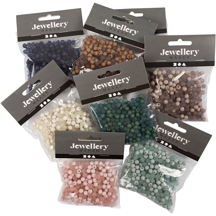 Plastic Kralen, d 6 mm, gatgrootte 1,5 mm, Inhoud kan variëren , ca. 10x150 stuk, diverse kleuren, 8x40 gr/ 1 doos