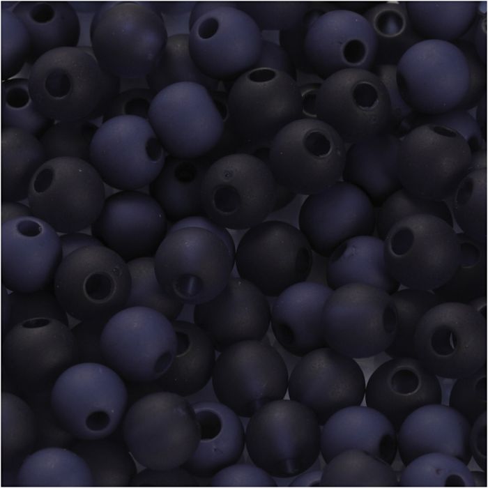 Plastic Kralen, d 6 mm, gatgrootte 2 mm, ca. 150 stuk, blauw, 40 gr/ 1 doos