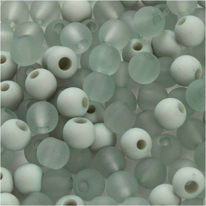 Plastic Kralen, d 6 mm, gatgrootte 2 mm, ca. 150 stuk, lichtgroen, 40 gr/ 1 doos