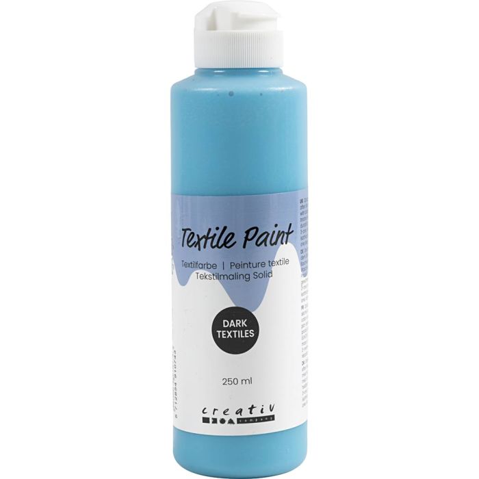 Textielverf, dekkend, turquoiseblauw, 250 ml/ 1 fles