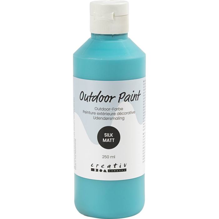 Outdoor Verf, zijdematte, dekkend, turquoise blue, 250 ml/ 1 fles