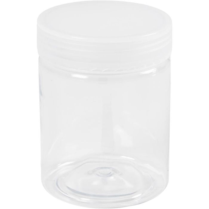 Plastic voorraadpotten, H: 9 cm, d 6,5 cm, 250 ml, 10 stuk/ 1 doos
