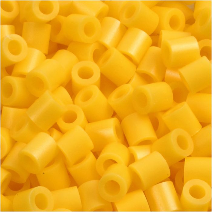 Strijkkralen, afm 5x5 mm, gatgrootte 2,5 mm, medium, geel (32227), 1100 stuk/ 1 doos