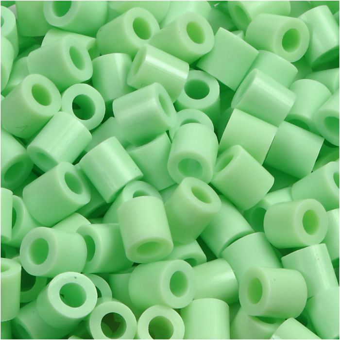 Strijkkralen, afm 5x5 mm, gatgrootte 2,5 mm, medium, pastel groen (32252), 1100 stuk/ 1 doos