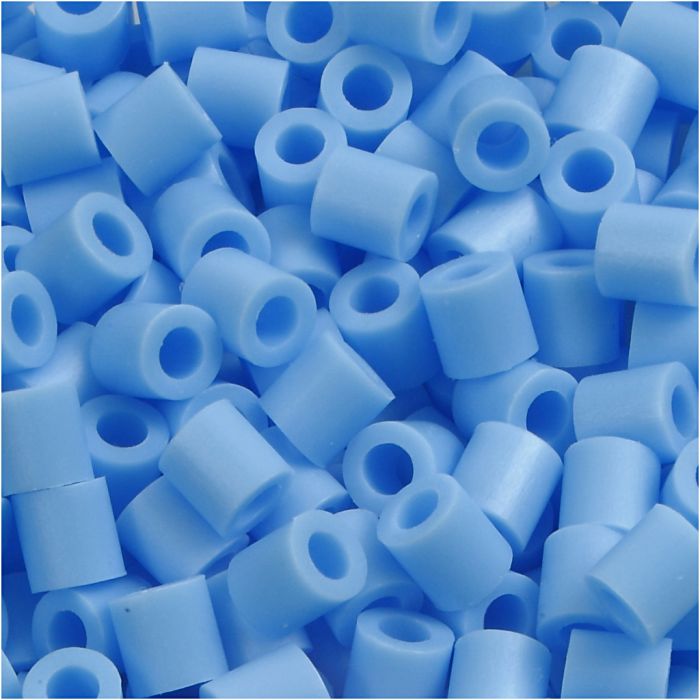 Strijkkralen, afm 5x5 mm, gatgrootte 2,5 mm, medium, pastel blauw (32224), 1100 stuk/ 1 doos