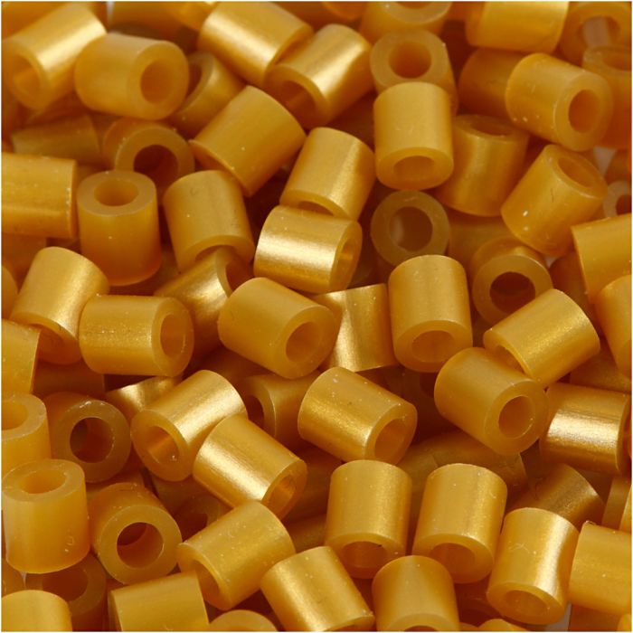 Strijkkralen, afm 5x5 mm, gatgrootte 2,5 mm, medium, goud (32263), 1100 stuk/ 1 doos