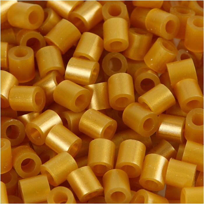 Strijkkralen, afm 5x5 mm, gatgrootte 2,5 mm, medium, goud (32263), 6000 stuk/ 1 doos