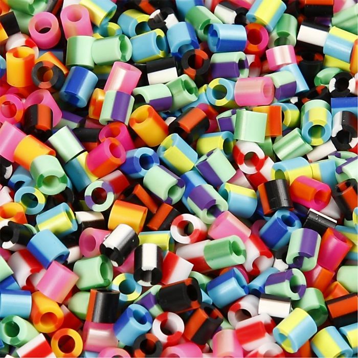 Strijkkralen, afm 5x5 mm, gatgrootte 2,5 mm, medium, streep, 10000 stuk/ 1 doos