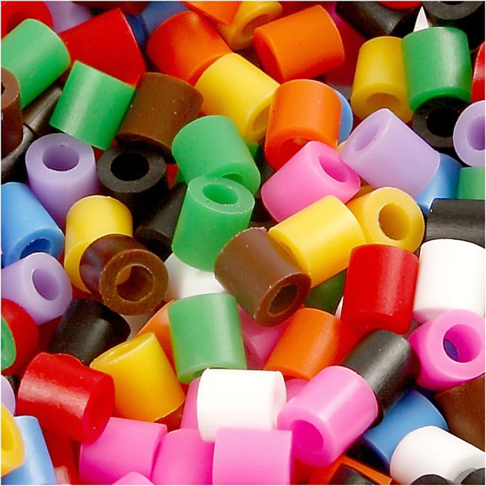 Strijkkralen, afm 5x5 mm, gatgrootte 2,5 mm, medium, standaardkleuren, 20000 stuk/ 1 emmer