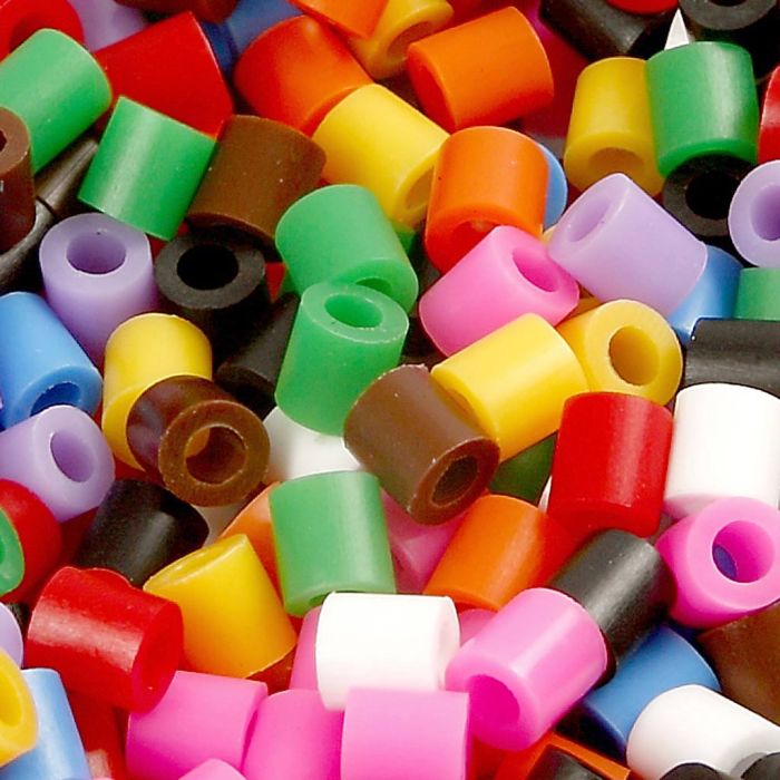 Strijkkralen, afm 5x5 mm, gatgrootte 2,5 mm, medium, standaardkleuren, 6000 stuk/ 1 doos