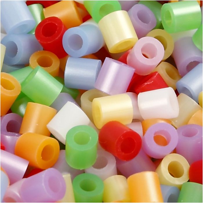 Strijkkralen, afm 5x5 mm, gatgrootte 2,5 mm, medium, diverse kleuren, 30000 stuk/ 1 doos