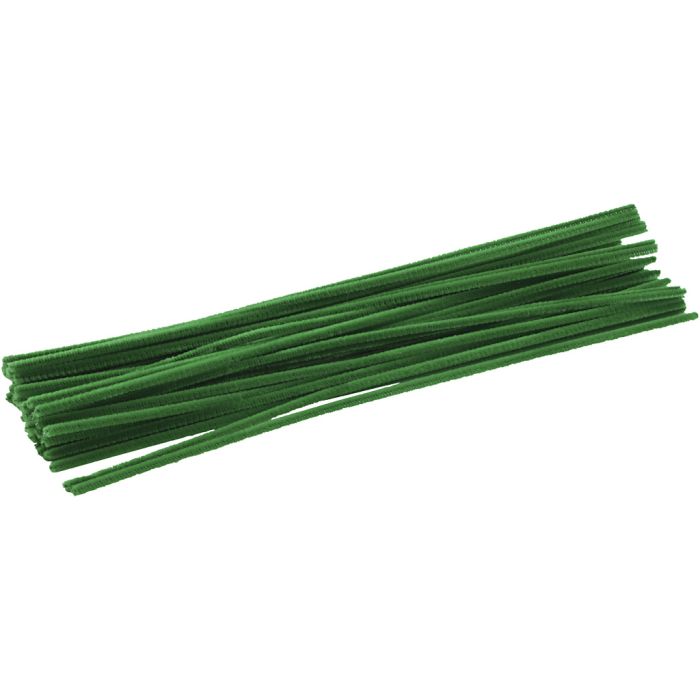 Chenille, L: 30 cm, dikte 4 mm, groen, 50 stuk/ 1 doos