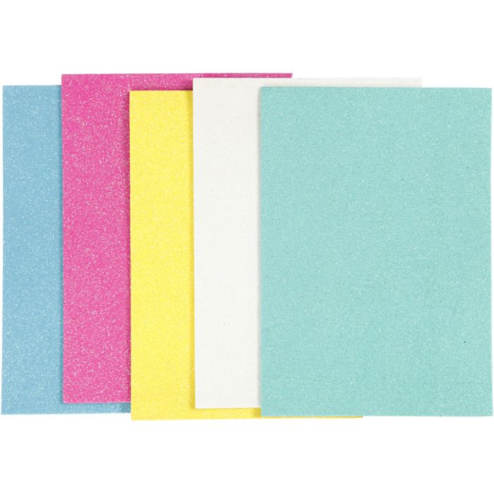 Foam vellen, A5, vel 148x210 mm, dikte 2 mm, pastelkleuren, 5 vel/ 1 doos