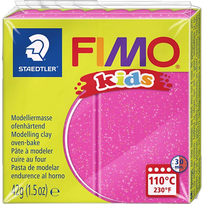 FIMO® Kids Boetseerklei, glitter, roze, 42 gr/ 1 doos